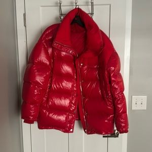 Red Shiney Puffer Coat